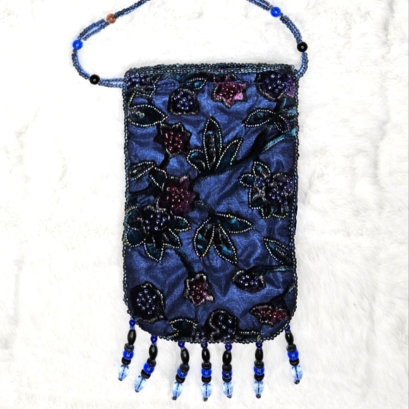 90s VTG Velvet Beaded Bag - Picture 2 of 7